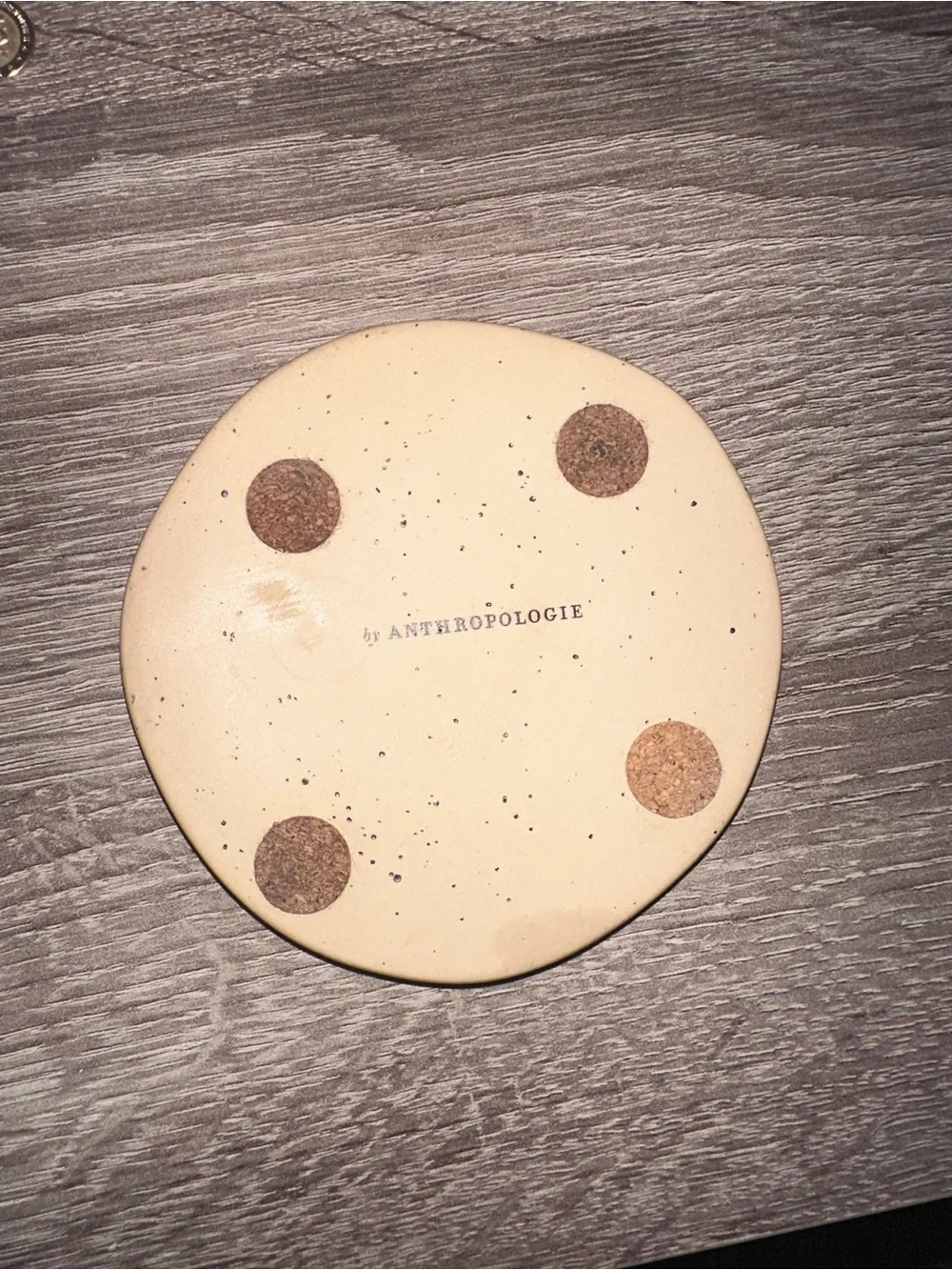 Anthropologie Yellow and Blue Concentric Ceramic Coaster
